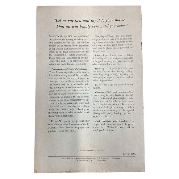 1950 Carlsbad Caverns National Park Booklet Souvenir New Mexico Queens Chamber - Picture 4 of 4